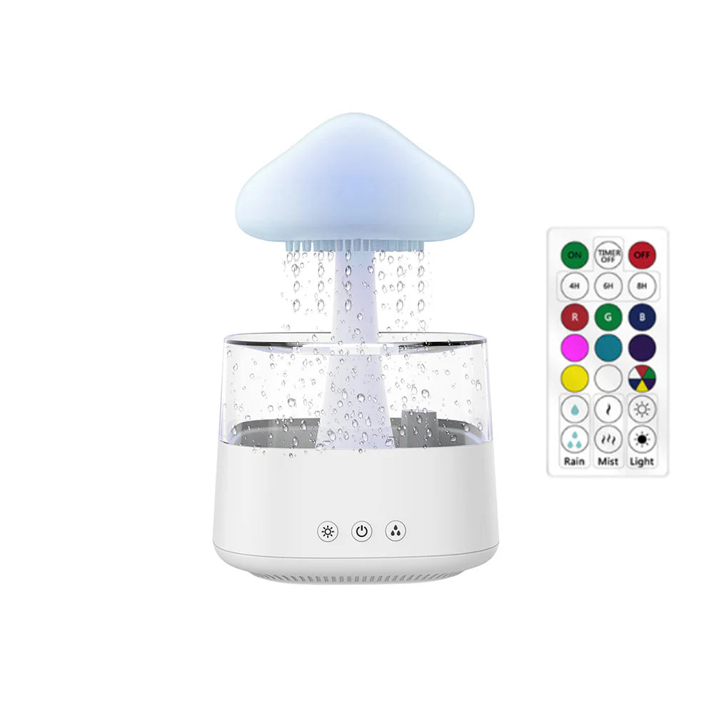 Relax Cloud™ Rain Diffuser – Spa-Style Ultrasonic Aromatherapy Humidifier with Ambient Color Lighting