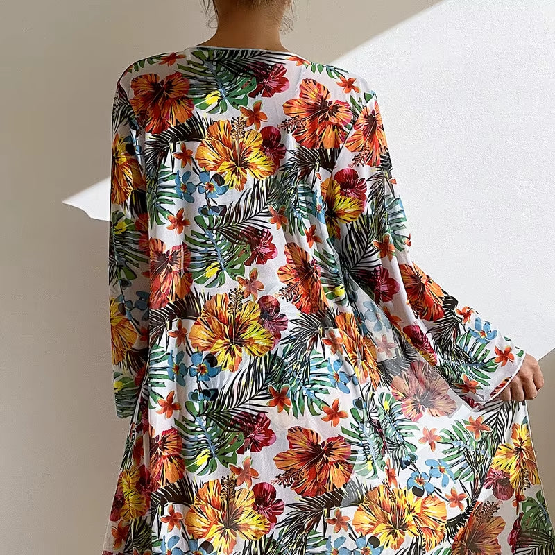 Bohemian Print Sexy Women'S Beach Bikinis Three Pieces Bikini Set Cover up Swimwear High Waisted Bikini Set Women Swimsuit 2025