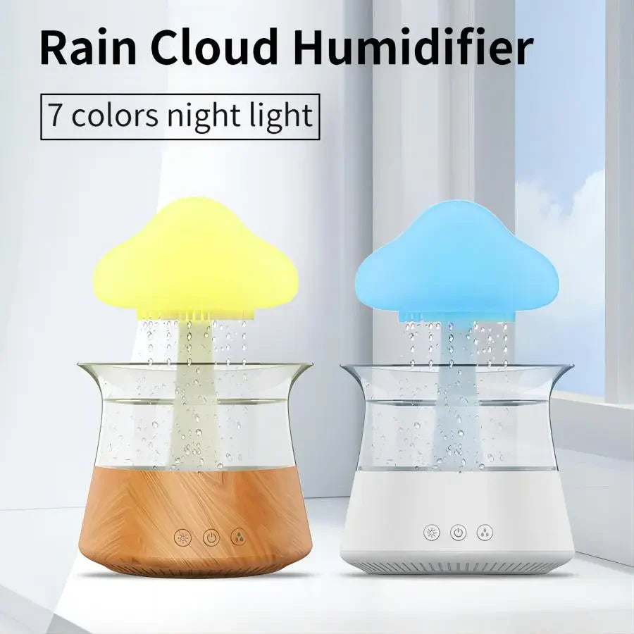 Relax Cloud™ Rain Diffuser – Spa-Style Ultrasonic Aromatherapy Humidifier with Ambient Color Lighting