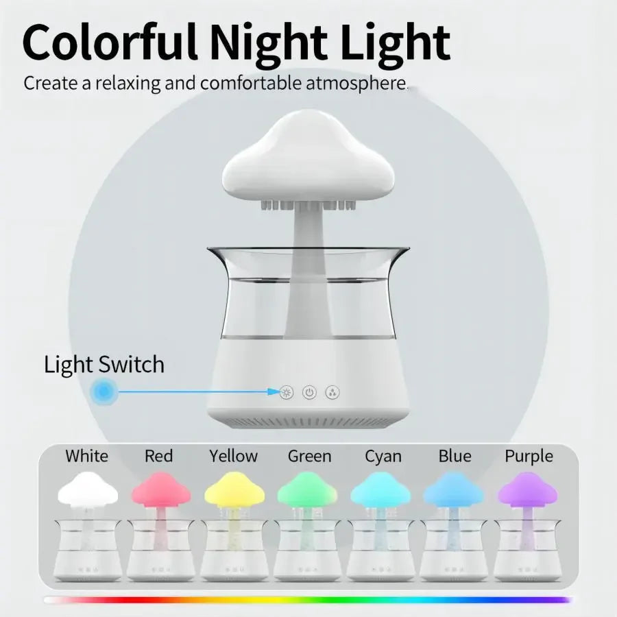 Relax Cloud™ Rain Diffuser – Spa-Style Ultrasonic Aromatherapy Humidifier with Ambient Color Lighting