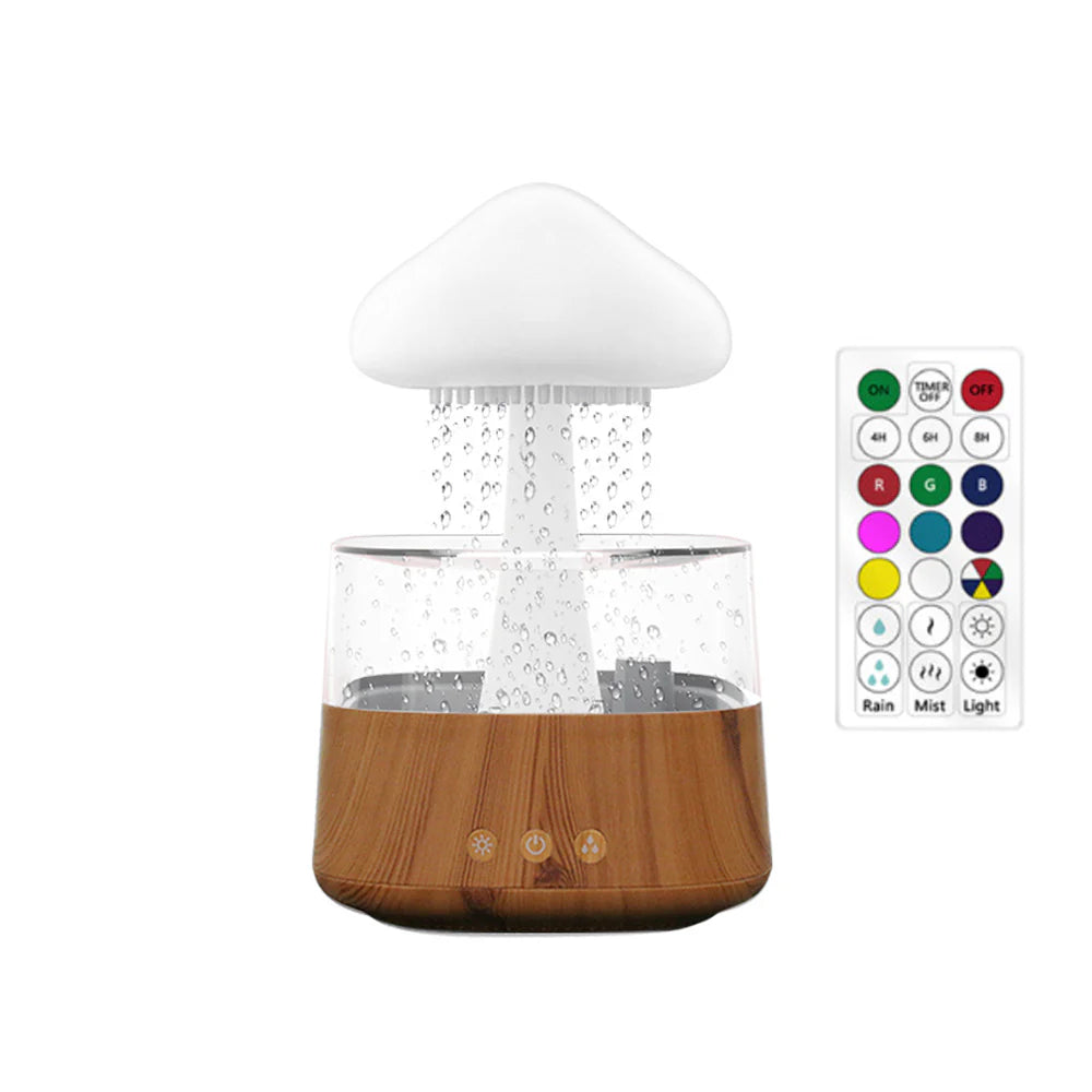 Relax Cloud™ Rain Diffuser – Spa-Style Ultrasonic Aromatherapy Humidifier with Ambient Color Lighting